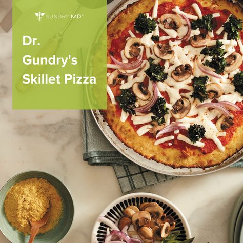 Skip the delivery fee and create Dr. Gundry's Skillet Pizza at home! Grab the recipe over on our blog! Dr Gundry Recipes Dinner, Dr Gundry Recipes, Skillet Pizza Recipe, Healthy Skillet, Lectin Free Foods, Pizza Healthy, Dr Gundry, Recipe Cauliflower, Skillet Pizza