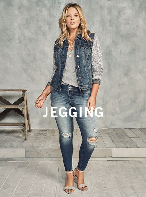 Denim Jeggings Outfit, Jegging Outfits, Plus Size Women Outfits, Jeggings Outfit, Plus Size Fall Outfit, Look Plus Size, Denim Jeggings, Trendy Swimwear, Outfit Trends