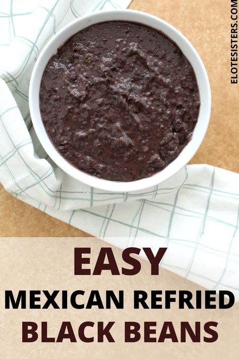 This easy black refried beans recipe is made with canned black beans for the best refried beans you’ll ever have! Learn how to make black refried beans with bacon grease for tasty Mexican refried beans everyone will love! #blackbeans #refriedbeans #beans #Mexicanfood Refried Beans With Black Beans, Refried Black Beans Recipe From Can, Refried Black Beans From Can, How To Make Refried Beans From Can, Refried Beans With Bacon, Mexican Refried Beans Recipe, Black Bean Refried Beans, Mexican Sides, Mexican Refried Beans