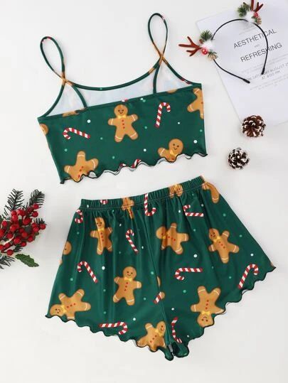 Holidays 2021 | Fashion Holidays 2021 | SHEIN USA Cute Pajama Sets, Bandeau Tops, Plus Lingerie, Powerpuff Girl, Christmas Pajama Set, Seluar Pendek, Cami Set, Cute Pajamas, Hem Design