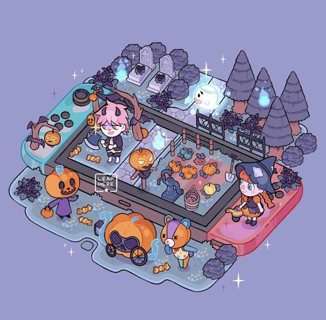 ✧ Leaphere on Twitter: "Halloween Time! 🎃… " Acnh Halloween, Animal Crossing Funny, Animal Crossing Fan Art, Animal Crossing Memes, Animal Crossing Wild World, Animal Crossing Villagers, Isometric Art, Animal Crossing Pocket Camp, Halloween Time