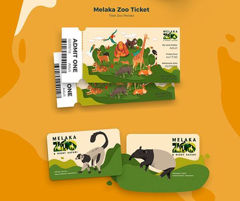 Zoo Brochure, Map Illustration Design, Ticket Design Ideas, Zoo Poster Design, Maps Illustration Design, Malayan Tapir, Paper Card Design, Zoo Tickets, Zoo Logo