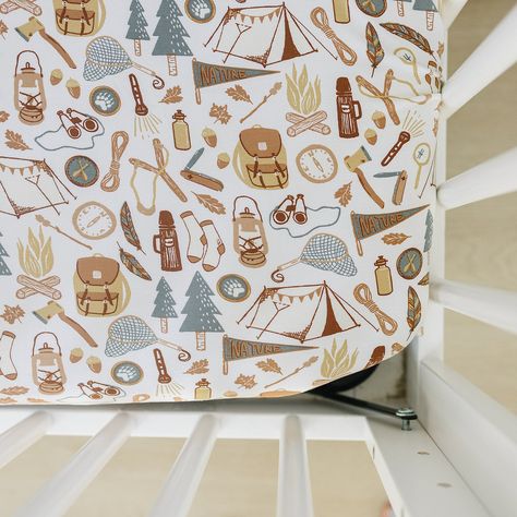 Transform your baby's crib into a cozy camping retreat with our Camping Trip Bamboo Stretch Crib Sheet! Crafted from soft and breathable bamboo fabric, this stretchy sheet promises a comfortable and stylish snooze for your little camper. Designed to fit the standard crib size of 52" x 28", it's the perfect addition to any nursery. Complete with charming camping-themed designs, bedtime becomes an exciting adventure in the great indoors! Get ready for cozy nights under the stars right in your nursery. Shop now and let the camping fun begin! 95% Bamboo 5% Spandex Wash in Cold Water Tumble Dry Low Camping Nursery Theme Boys, Camping Nursery Theme, Camping Retreat, Camping Nursery, Cozy Camping, Camping With A Baby, Baby Rocker, Newborn Baby Dolls, Swaddle Sets