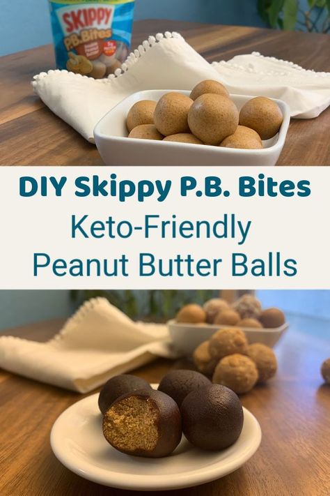 DIY Skippy P.B. Bites — Seriously Addictive Keto-Friendly Peanut Butter Balls Skippy Peanut Butter Balls, Butter Ball Cookies Recipe, Bagel Sandwich Ideas, January Reset, Thm Candy, Quick Keto Dessert, Low Carb Snacks Sweet, Healthy Snack For Kids, Fat Bomb Recipes