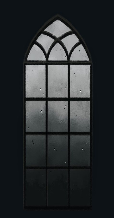 Victorian Window Drawing, Creepy Window Drawing, Window Background Drawing, How To Draw Rain On A Window, Gothic Window Painting, Through A Window Painting, Halloween Window Drawing, Gothic Windows Drawing, Rainy Window Painting