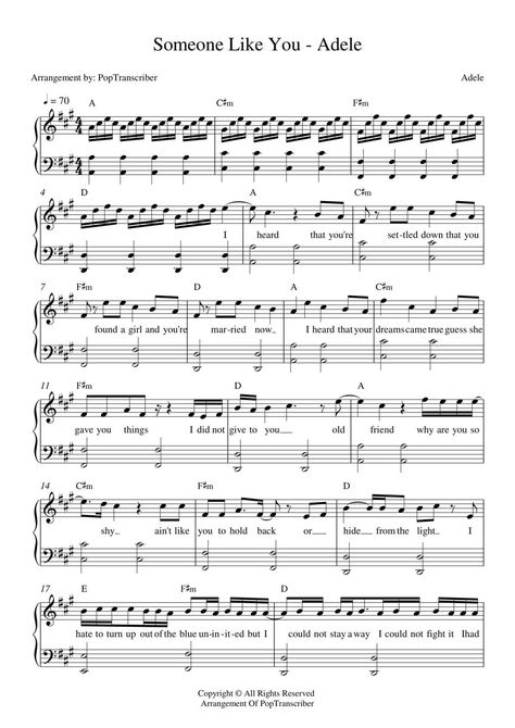 Adele Someone Like You Piano, Good Piano Songs, Someone Like You Adele Piano, Someone Like You Piano, Piano Songs Chords, Popular Piano Sheet Music, Someone Like U, Piano Songs Sheet Music, Keyboard Sheet Music