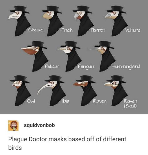 Plague Doctor Masks, Doctor Plague, Different Types Of Birds, Types Of Birds, Plague Mask, Plague Doctor Mask, Doctor Mask, Mask Drawing, Výtvarné Reference