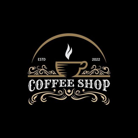 Logo Kopi Coffee Shop, Vintage Coffee Logo, Coffee Logo Design Art, Coffee Shop Design Logo, Vintage Coffee Shop Logo, Cafe Shop Logo, Coffee Logo Design Ideas, Coffee Logo Ideas, Coffee Shop Logo Ideas