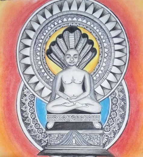 LORD Parasnath mandala art Beautiful Art Paintings, Indian Paintings, Art Kits, Paper Box, Mandala Art, Paper Crafts Diy, Art Works, Cute Wallpapers, Beautiful Art