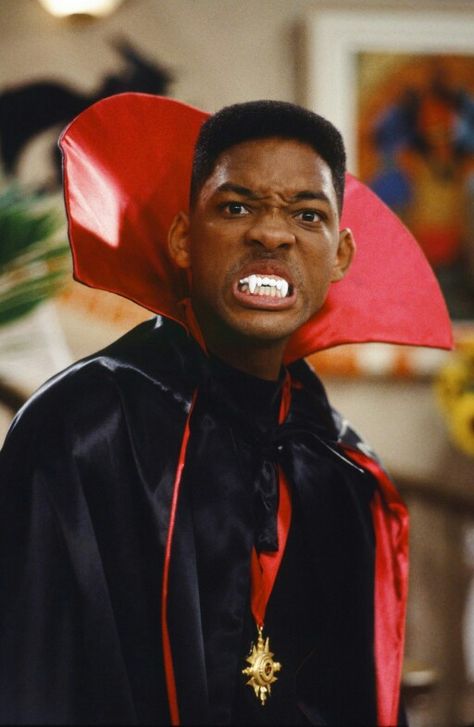 Will Smith during the Fresh Prince of Bel-Air  years dressed as Dracula for Halloween 90s Celebs, Celeb Wallpaper, 31 Nights Of Halloween, Halloween Episodes, Best Celebrity Halloween Costumes, Celebrity Costumes, What Is Halloween, Prince Of Darkness, Fresh Prince Of Bel Air