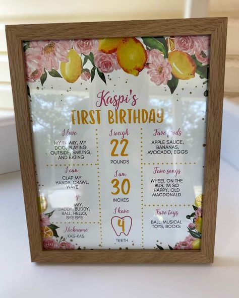 Lemon 1st Birthday, Lemonade First Birthday, Lemon Birthday, First Birthday Milestone, Lemonade Sign, Birthday Milestone Board, Birthday Milestone, Milestone Poster, Birthday Items