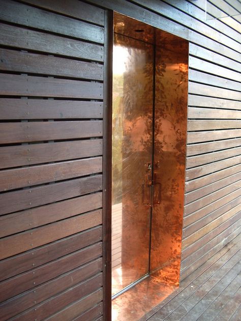 beverly skyline residence by bercy chen studio - copper clad door. Entry Door Frame, Copper Window Frame, Metallic Door, Wooden Door Frame, Entrance Mirror, Copper Door, Copper Interior, Metal Facade, Wood Window