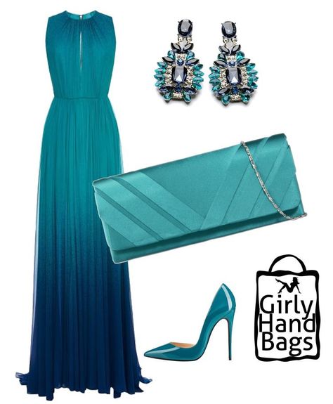 Teal Formal Dress Long Accessories, Teal Evening Dresses, Teal Outfit, Formal Earrings, Satin Clutch, Retro Mode, Dresses To Wear, Dresses Elegant, Looks Chic