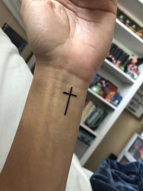 Cross Tattoo Wrist, Cross Wrist Tattoos For Women, Cross Wrist Tattoos, Cross On Wrist, Memorial Tattoo Ideas, Cross Tattoo On Wrist, Basic Tattoos, Cross Tattoos For Women, 2025 Goals