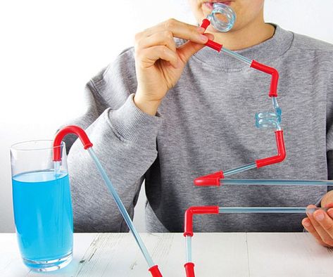 Turn the mundane task of drinking water into a thrilling ride by constructing the craziest straw imaginable using the build your own roller coaster straws. Essentially an erector set for straws, you'll be able to engineer creations so wacky they'll put crazy straws to shame. Hello Kitty Pillow, Crazy Straws, Unique Gift Guide, Erector Set, Soap On A Rope, Entertaining Gifts, Cheap Gifts, Metal Tins, Cool Inventions