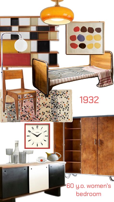 60 y.o. woman’s bedroom in 1932 Nyc Themed Bedroom, Bauhaus Bedroom, Themed Bedroom, Tudor Style, Bedroom Themes, Bedroom