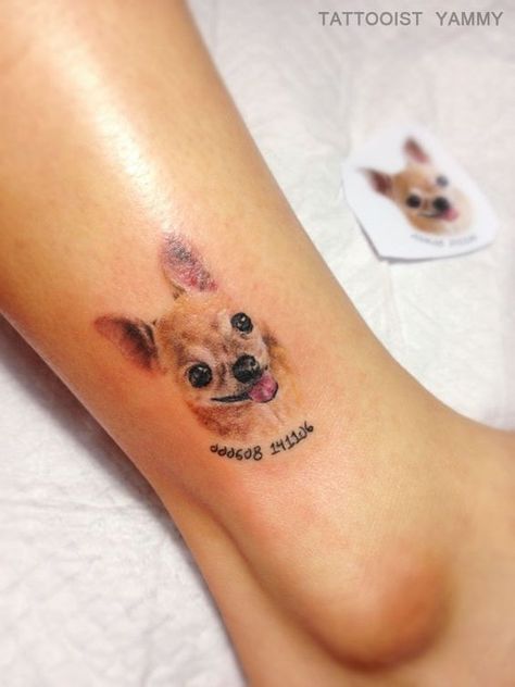 Chi Tattoo, Chihuahua Tattoos, Small Dog Tattoo, Tattoo Pet, Chihuahua Tattoo, Pet Memorial Tattoo, Super Tattoo, Dog Memorial Tattoos, Tattoo Dog