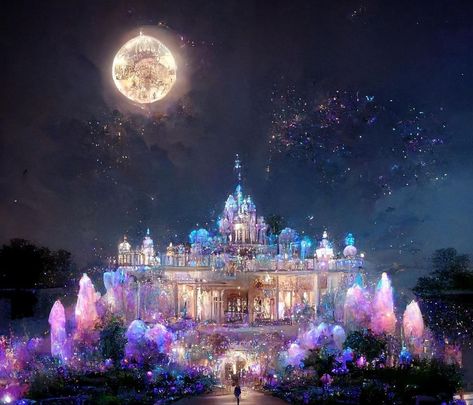 Crystal Palace Fantasy Art, Crystal Castle Fantasy Art, Minecraft Crystal House, Crystal City Fantasy Art, Fantasy Crystal City, Fantasy Palace Art, Fantasy Palace Aesthetic, Palace Concept Art, Galaxy Animation