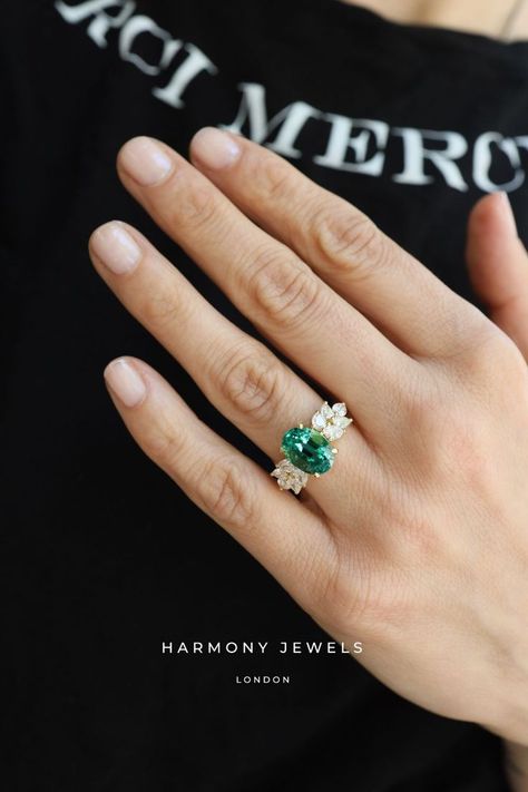 Engagement Rings Emerald Green, Engagement Rings Emerald, Rings Emerald, Bespoke Engagement Ring, Green Oval, Emerald Jewelry, Green Emerald, Jewelry Rings Engagement, Eternity Ring