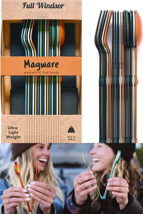 MAGWARE Magnetic Camping Utensils Set - Portable & Reusable Metal Travel Flatware with a Case for Camping, Picnic, Office & Kid's Lunchbox | Camping Cutlery Set | Knife, Fork & Spoon (15 PCS) Camping Cutlery, Camping Utensils, Crockery Set, Lunch Box Set, Utensils Set, Amazon Sale, Camping Picnic, Kids Lunchbox, Kids Lunch