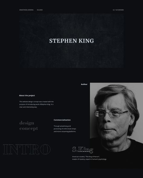 King Author, Steven King, Website Design Inspiration Layout, Movie Sites, King Design, Website Design Inspiration, Site Design, Stephen King, Web Site