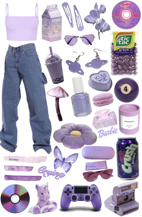 Aesthetic Purple Clothes, Aesthetic Clothes Purple, Pastel Purple Clothes Aesthetic, Violet Outfit Aesthetic, Green And Purple Outfit Aesthetic, Egirl Outfits Purple, Purple Aesthetic Outfits, Musa Outfits, Purple Kidcore Outfit