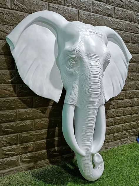 Contact us 9133078533 Dining Room Sunroom, Elephant Statue Decor, Sculpture Tutorial, Cubicle Office, Statues Art, Dove Painting, Elephant Wall Hanging, Wall Hanging Sculpture, Mural Art Design