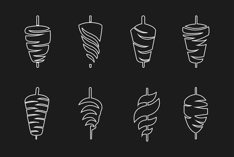 Shawarma logo for restaurants and markets. Shawarma Logo, Doner Kebabs, Food Delivery Packaging, Food Box Packaging, Doner Kebab, Logo Design Inspiration Branding, Logo Restaurant, Visiting Cards, Logo Design Creative