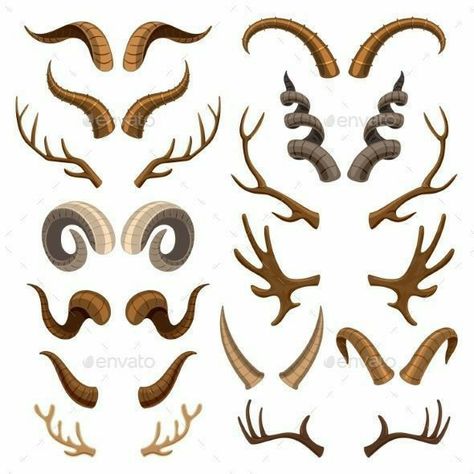 Antler Illustration, Ren Geyiği, Creaturi Mitice, Goat Horns, Deer Horn, Idee Cosplay, Haiwan Peliharaan, Creature Concept Art, Creature Concept