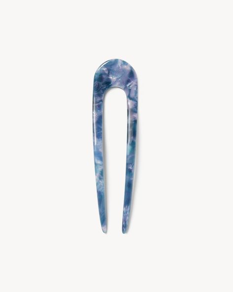 French Hair Pin in Cosmic Blue - MACHETE Cool Hair Accessories, French Hair Pins, Effortless Updo, French Pin, Trip Fits, French Hair Pin, Hair Acessories, Hair Textures, Hoop Charms