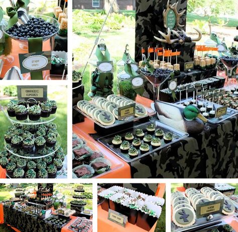 Celebration Of Life Memorial Party, Memorial Party Ideas, Hunting Birthday Party, Camo Birthday Party, Camouflage Party, Baby Shower Camo, Camo Party, Camo Birthday, Robin Hoods