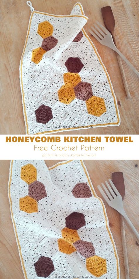 Honeycomb Inspired Kitchen Accessories and Free Crochet Patterns Crochet Kitchen Items, Honeycomb Crochet, Honeycomb Kitchen, Crochet Towels, Crochet Washcloth Free Pattern, Crochet Washcloth Free, Crochet Pot Holders Free Pattern, One Skein Crochet, Homemade Items