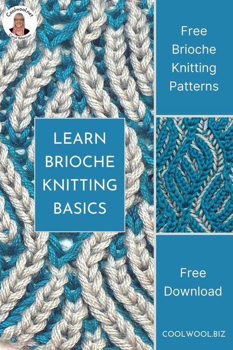 learn brioche knitting basics. free download. free brioche knitting patterns Brioche Knitting Patterns Free, Brioche Knitting Patterns, Wool Patterns, Learn Crochet, Knitting Hacks, Brioche Knitting, Knitting Help, Knitting Basics, Basic Stitches