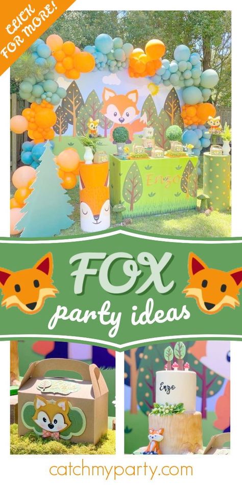 Check out this cute fox-themed birthday party! The cake is adorable!   See more party ideas and share yours at CatchMyParty.com #catchmyparty #partyideas #woodlandparty #fox #foxparty #boybirthdayparty Fox Themed Birthday Party, Fox Birthday Party, Fox Party, 7 Birthday, Fox Birthday, Girls Party Favors, Birthday Activities, Woodland Birthday, Birthday Party Activities