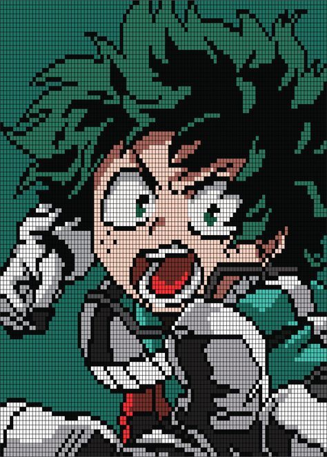 Pixel Art Anime Easy, Demonslayer Tanjiro, Modele Pixel Art, Luffy Anime, Bullet Journal Cover Ideas, Graph Crochet, Easy Pixel Art, Pixel Art Templates, Perler Art