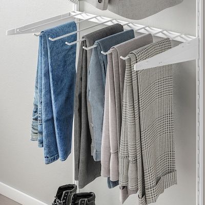 BOAXEL Pants hanger, white, 23 ½ " - IKEA Ikea Boaxel, 1800s Farmhouse, Pants Organization, Ikea Canada, Trouser Hangers, Pants Rack, Shelf Hooks, Pant Hangers, Ikea Storage