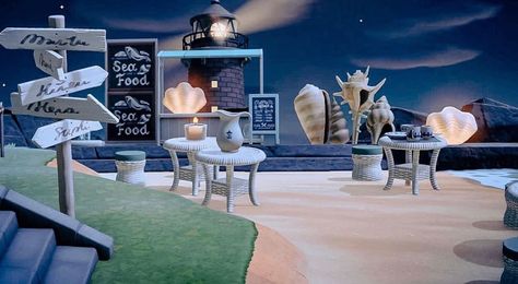 Animal Crossing Cafe, Pink Island, Animal Crossing 3ds, Beach Restaurant, Food Bar, Animal Crossing Wild World, Island Theme, City Folk, Animal Crossing Pocket Camp