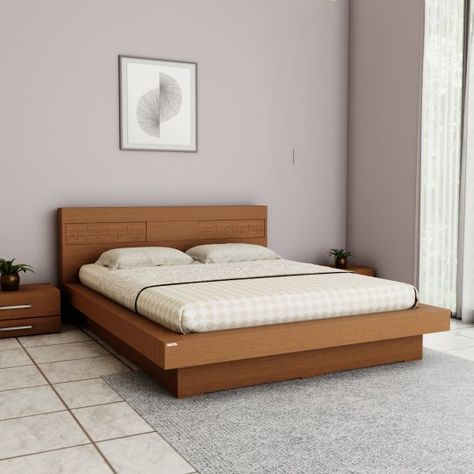 Low Height Bed | Sweetheart-177 | HATIL Low Height Bed, Best Living Room Furniture, Double Bed Designs, Smart Bed, Bed Price, Best Living Room, Wooden Bed Design, Cnc Engraving, Wardrobe Interior Design