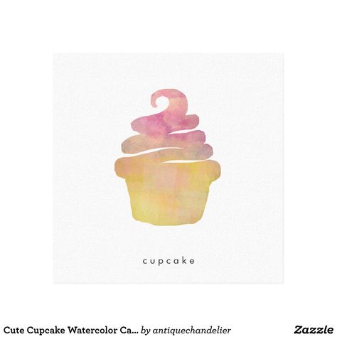 Cute Cupcake Watercolor Canvas Cupcake Watercolor, Cute Cupcake, Watercolor Beginner, Water Colours, Watercolor Bouquet, Antique Chandelier, Cute Cupcakes, Watercolor Canvas, Vacation Pictures