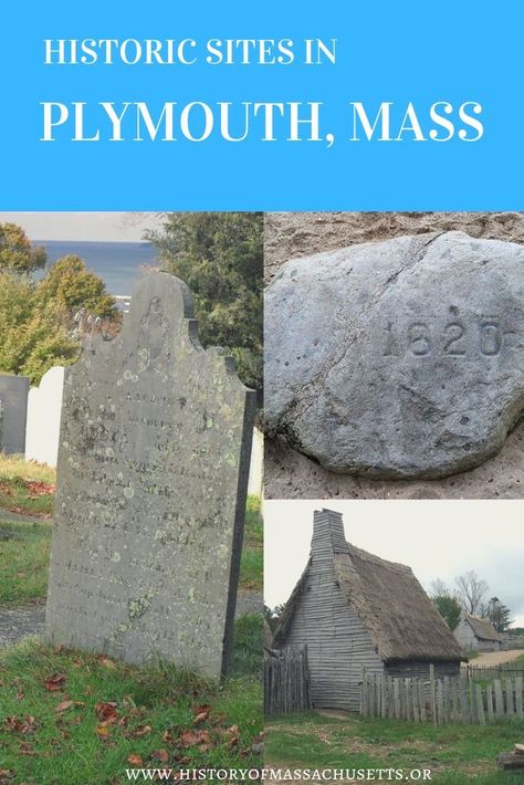 As the oldest town in Massachusetts, Plymouth has many historic sites. Click the image to see the full list of sites! #historyofmassachusettsblog Plymouth Colony, Plymouth Massachusetts, Massachusetts Boston, Massachusetts Travel, Plymouth Rock, New England Road Trip, Historic New England, Boston Travel, East Coast Road Trip