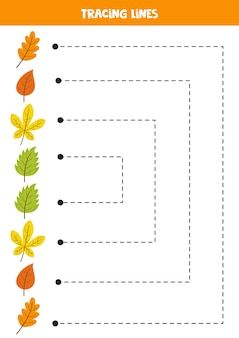 Premium Vector | Educational game for kids Autumn Worksheet, Sudoku For Kids, Holiday Worksheets, Drawn Leaves, Tracing Lines, Kindergarten Letters, Hand Drawn Leaves, Math Games For Kids, Fall Games