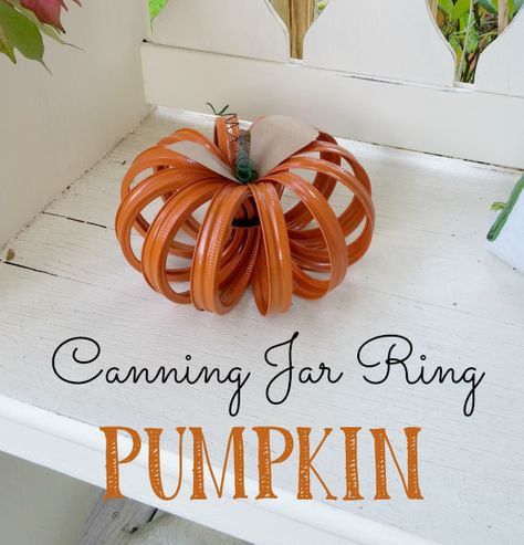 Mason Jar Ring Pumpkin, Jar Ring Pumpkin, Canning Lid Pumpkin, Canning Ring Pumpkin, Mason Jar Lids Crafts, Jar Lid Crafts, Mason Jar Pumpkin, Mason Jar Lids Ornaments, Canning Jar Lids