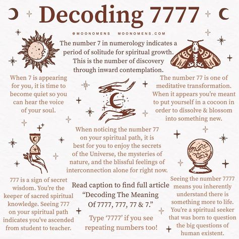 Moon Omens (@moonomens) posted on Instagram: “Read article in @moonomens bio 🔮✨🍃 “Decoding The Spiritual Meaning Of 7777, 777, 77 & 7” to learn everything about the energy number 7…” • Jul 13, 2020 at 3:23am UTC Sacred Geometry Meanings, Moon Omens, Spiritual Journals, Angel Number Meanings, Awakening Quotes, Secrets Of The Universe, Number Meanings, Inner Healing, Number 7