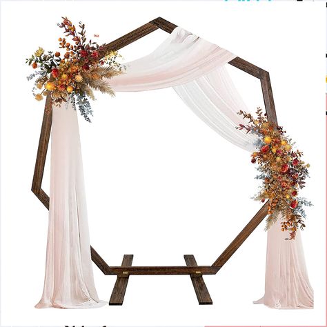 Wedding Arch 7.2FT, Heptagonal Wood Wedding Arches for Ceremony, Wooden Wedding Arch Arbor Backdrop Stand for Garden Wedding Arbor Backdrop, Wooden Wedding Arch, Wood Wedding Arches, Arch Arbor, Wooden Wedding Arches, Wedding Arches Outdoors, Rustic Outdoor Decor, Hexagon Wedding, Wooden Backdrops