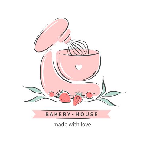 Bakery house logo. Blender and berries. Tool for making cakes, cookies and pastries. Logo for confectionery or bakery. Illustration for menu, recipe book, baking shop, cafe. ALL files in my store are DIGITAL only. No physical items will be shipped to your address! Once your payment is completed you will receive files in a zip archive. Cake Shop Logo, Berries Illustration, Bakery House, Pastry Logo, Menu Recipe, Baking Shop, Sweet Logo, Baking Logo Design, Dough Mixer