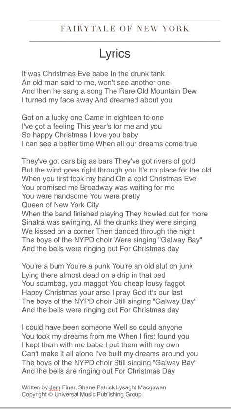 Pogues & Kirsty MacColl Fairytale of New York The Pogues Fairytale Of New York, Fairytale Of New York Lyrics, Fairytale Of New York, Kirsty Maccoll, Great Song Lyrics, Song Words, Northern Irish, The Pogues, Leonard Cohen