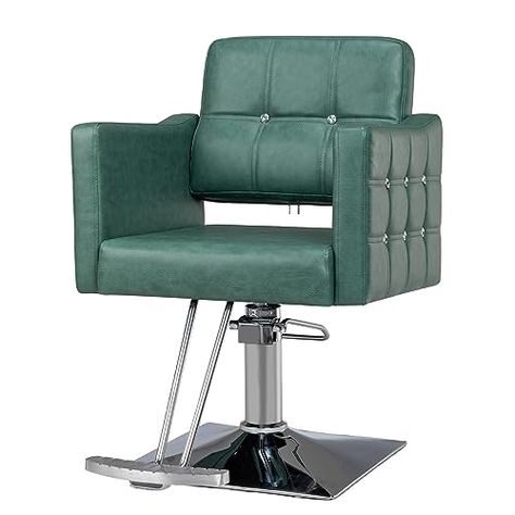 Salon Styling Chair for Hair Stylist Wide Seat, Hydraulic Barber Chair with Aluminium Footrest, Green Hair Salon Chair Heavy Duty, Beauty Spa Cosmetology Shampoo Hairdressing Equipment Green Hair Salon, Hair Salon Chair, Hairdressing Equipment, Hair Salon Chairs, Salon Styling Chairs, Spa Chair, Massage Equipment, Salon Chairs, Barber Chair