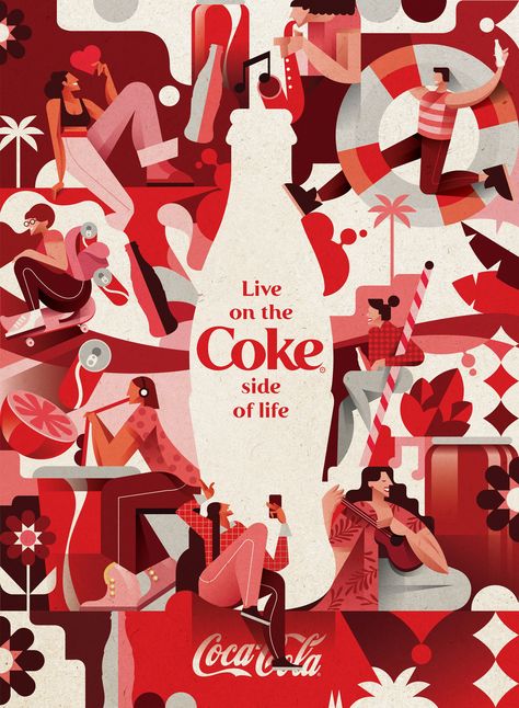 Coca Cola Illustration, Coca Cola Poster, Marketing Poster, Campaign Posters, Poster Design Inspiration, Illustration Adobe Illustrator, Usa Art, Creative Poster Design, Creative Illustration