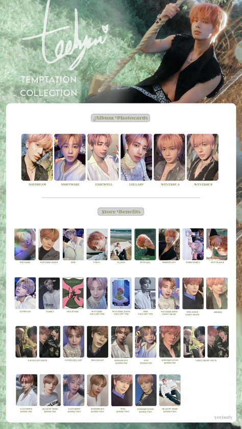 ✦ txt taehyun temptation non-album collection complete template Txt Taehyun Temptation, Taehyun Temptation, Photo Card Template, Txt Taehyun, Card Template, Photo Cards