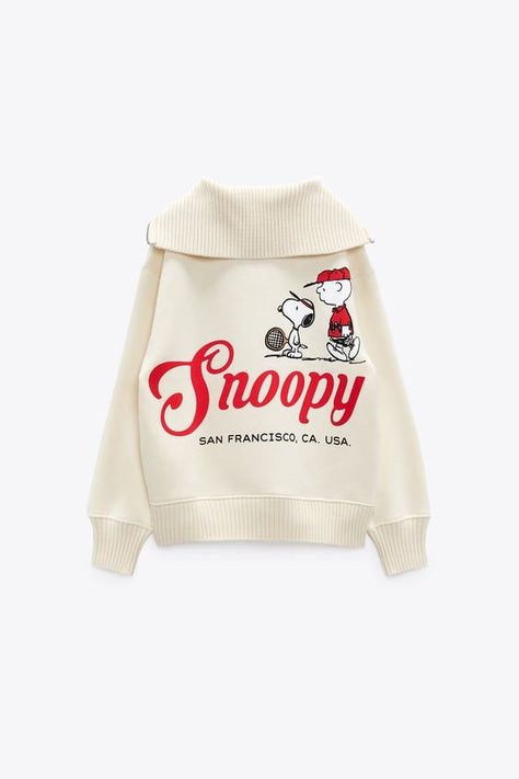 Snoopy Sweater, Zara Portugal, Girl Trends, Baggy Clothes, Zara Kids, Disney Outfits, Embroidered Sweatshirts, Winter Wear, Look Cool